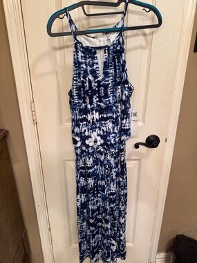 Blue and White Tie-Dye Romper